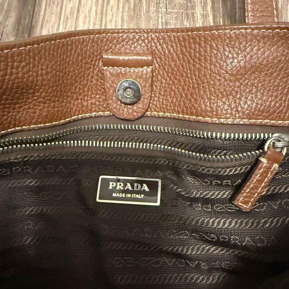 Prada Vintage Brown Vitello Dani Tote Bag Pebbled Leather Y2K Silver Hardware - Picture 14 of 15